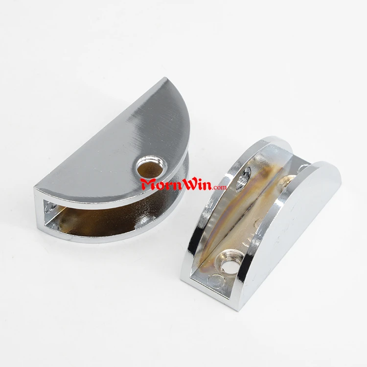 Semicircle Polished  Chrome Zinc Alloy Glass Clamp And Holder Glass Screen Clip Clamp