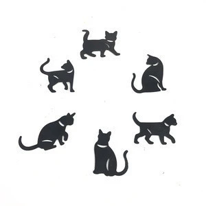 Set of 6 Metal Cat Bold Silhouettes Fridge Magnets