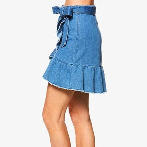 Sexy women denim fabric short skirt