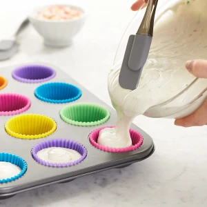 Silicone Cupcake Reusable Baking Cups Nonstick Easy Clean Pastry Muffin Molds Set
