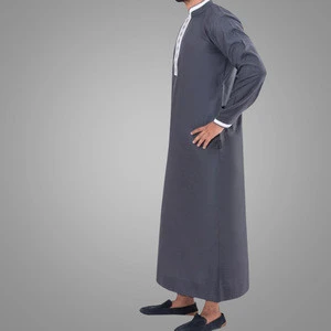 Simple Baju Kaftan Plain Round Neck Men Thobe Casual Front Buttons Arab BurqaHot Sell Jubah Islamic Clothing