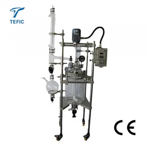 Small scale chemical reactor design laboratory double walled glass reactor used in pharma research