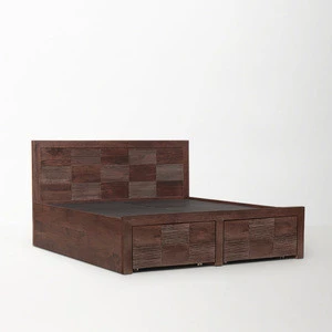 Solid Wood Walnut Finish King Size Bed