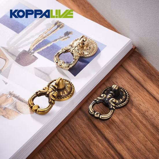Import Drop Ring Dresser Drawer Pull Handle Rustic Vintage Brass Kitchen Cabinet Knob from China