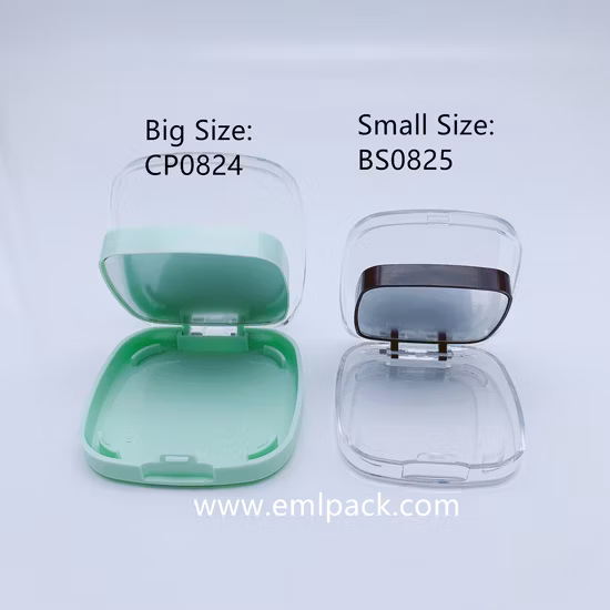 Import Eml Pack Cp0824 Square Shape Face Powder Case with Mirror Two Layer Plastic Compact Powder Case Pressed Powder Case from China