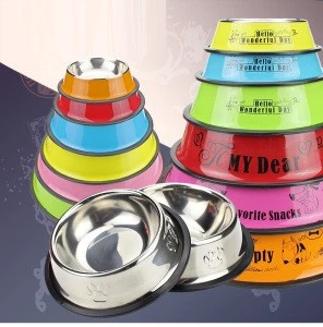 Stainless Steel Color Spray Paint Pet Dog Bowl Pet Bowl Pet Water Feeder Drop Shipping in Stock