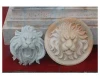 Stone carving lion head sculptures