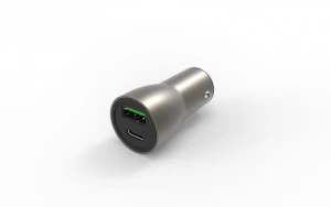 Super Eagle Dual QC3.0 PD3.0 Usb Car Charger With Black Grey Alloy 36W Fast Car Charger