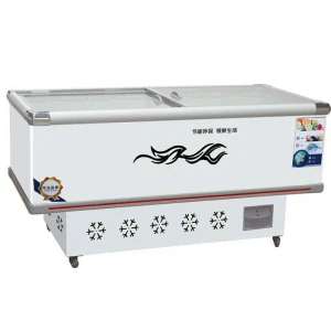 supermarket Frozen meat and fish display island fridge Freezer, Commercial Display Chest Freezer for fish meat frozen food