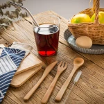 Svin Travel Silver Reusable Eco Bamboo 18/8 Stainless Steel Straw Flatware Set Cutlery