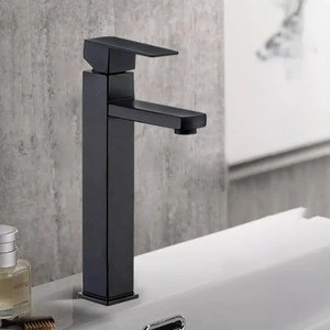 Tall Level Matte Black Basin Faucet Sanitary Mixer Tap Bathroom Brass Faucets