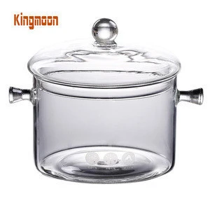 The Best Handmade Glass Cookware Set Cooktop Safe for Pasta Noodle, Soup, Milk, Baby Food Glass Saucepan with Cover, 1.5L/50oz