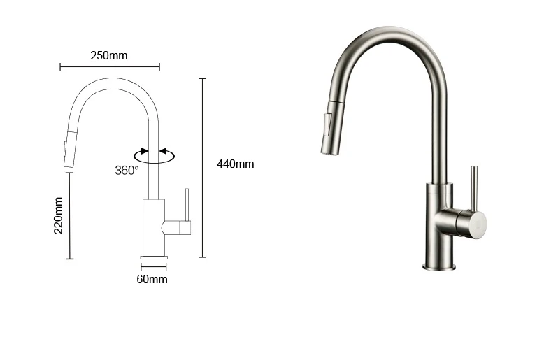 Thermostatic Hot Water Stainless Steel Kitchen Mixer Sink Faucet