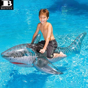 thickened PVC inflatable shark ride-on pool toys durable plastic blow animal shaped rider swimming floating