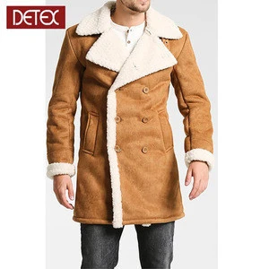 Top Brand New Design Brown Suede Men Faux Fur Coat