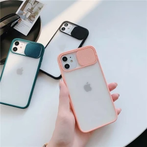 TPU PC 2 in 1 Smoke Phone Case with Sliding Cover Camera Protection for iPhone 12 iPhone 11 iPhone X Camera Case