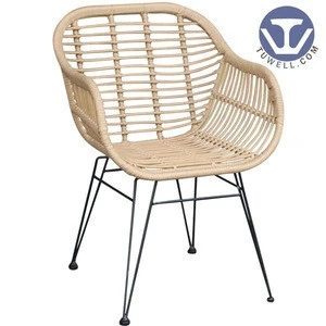 TW8711 Metal Rattan Chair Morden and Fashion beige color PE Rattan Wicker Dinning Chair Outdoor