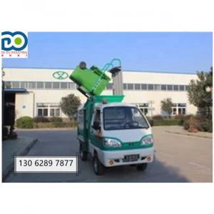 Urban garbage collection transfer vehicle Stainless steel hydraulic side hanging type Electric three wheeled dustbin lift truck