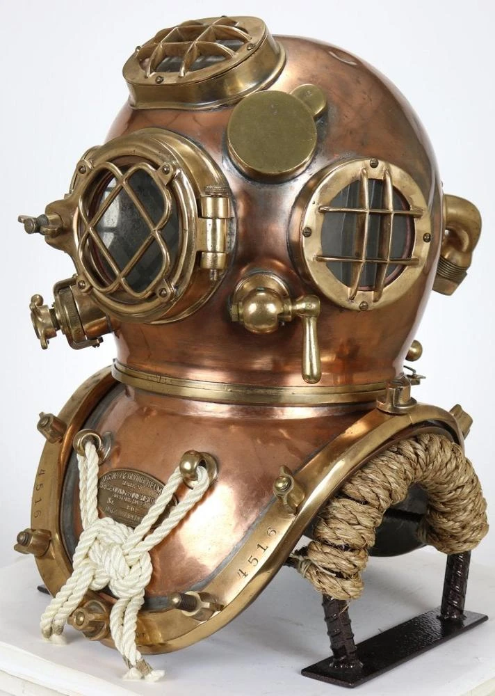 US Navy Mark V Morse Diving Helmet 1943 Navy Stamped Marine copper Antiquated Brass copper Vintage reproduction Diving helmet