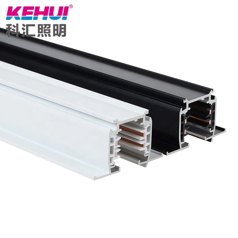 White and black track lighting system can be customized 3-phase 4-wire led track rail and track light accessories