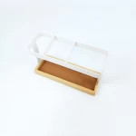 White Bathroom Shelf Organizer Steel Storage Racks Bamboo Hair Dryer Holder