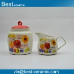 white color coffee ceramic milk creamer with sugar jar