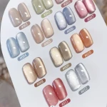 White moonlight ceramic cats eye nail polish glue Private Label Silky Cat Eye Gel Nail Polish Set