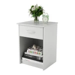White Nightstand with Storage Drawer