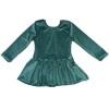 Wholesale Crew Neck Kids Skirt Shirt Ruffles Velvet Long Sleeves Peplum Tops For Baby Girl