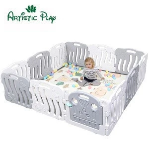 Wholesale custom high quality baby playpen white and grey color indoor Plastic Fence Kids