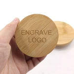 Wholesale Custom Logo Bamboo Lid  Round Wood Cover For Candle Jar
