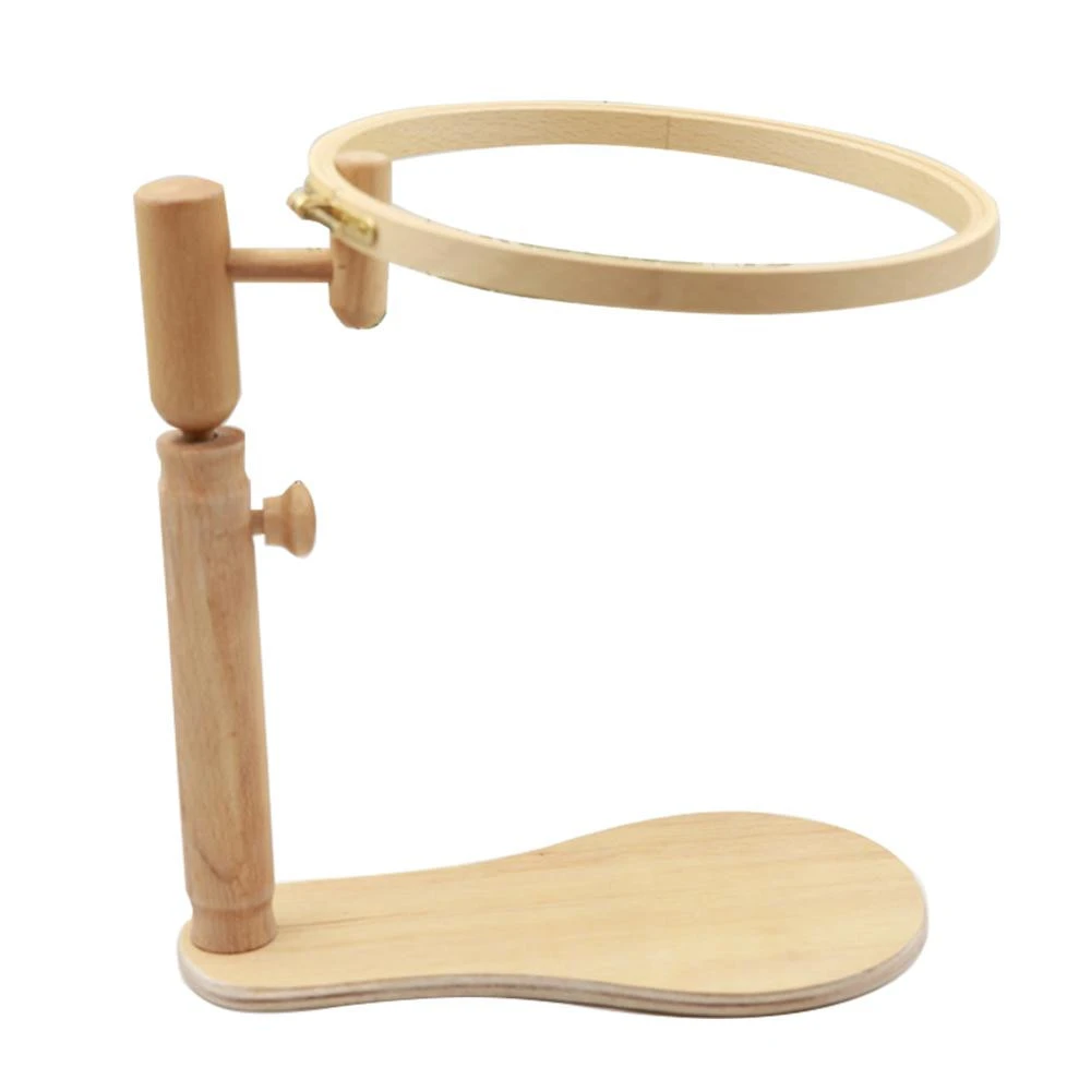 Wholesale DIY Handmade Craft Starter Tool Solid Wooden Standing Leg Cross Stitch Rack Adjustable Diameter 15 CM Embroidery Hoop
