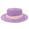 wholesale ladies boater visor hat flat top straw travel ultraviolet-proof beach hat round summer sun panama hat paper