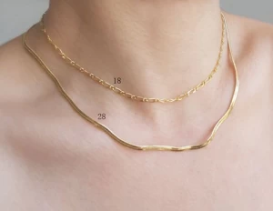 Wholesale Layered Gold Chain Choker Necklace Set Snake Herringbone Rope Beaded Chain Link Necklace for Women