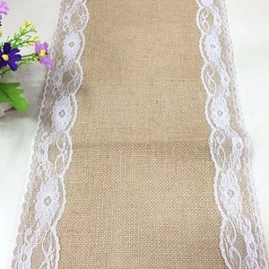 wholesale linen lace burlap jute wedding decoration table runner