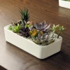wholesale Modern White Decorative Garden Flower Holder Large rounded rectangular ceramic flower pot Succulent Plant Pot