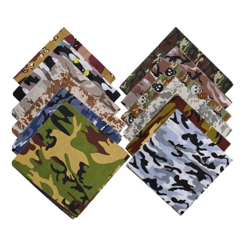 Wholesale promotion gift cotton fabric customized printed paisley bandana camouflage square bandana