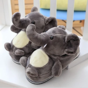 Wholesale soft animals plush elephant keep warm slippers