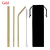 Wholesale Stainless Steel Drinking Straws Metal Straws Reusable Metal Drinking Straw With Cleaner Brush For Home Party Barware