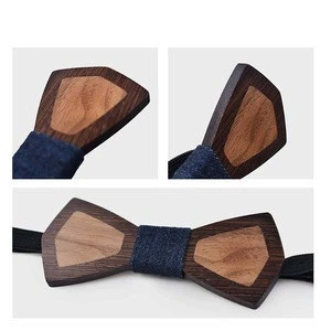 Wholesale wedding party favor mens gift wooden stitching bow tie