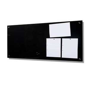 Wholesales dry erase magnetic wall Mounted black writing Tempered Glass Whiteboard