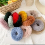 Winter fashion women elastic hair bands soft faux fake imitation fur scrunchies hair ties for girls