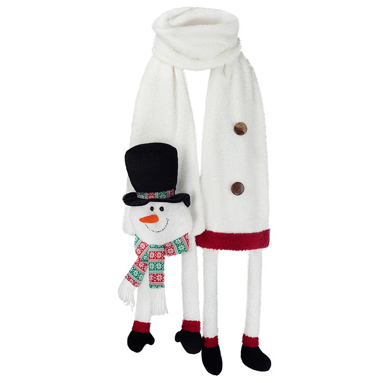 Winter Long White Christmas Snowman Cashmere Holiday Decorations Gifts Warm Scarf
