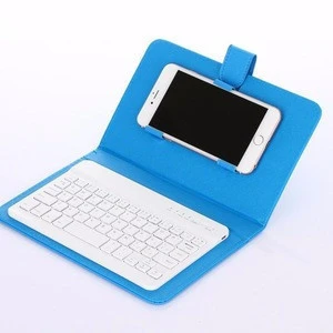 Wireless Bluetooth Keyboard with Leather Case Cover Stand For 4.5-6.5inch Tablets and phone