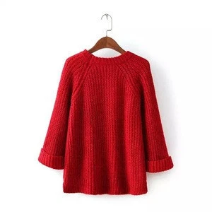 Women European and American style knitted Front Short Back Long Short Roll Up Sleeve  hooded sweater