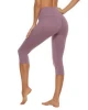 Women&#39;s High Waisted Capri Yoga Pants - Dusty Lavender