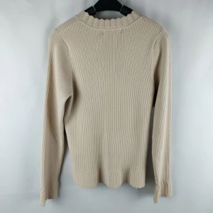 Womens new design rib knitted ruffled hem crew neck pullover sweater