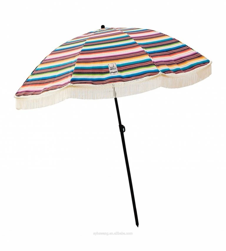 Wood Pole Material and 2.4m Umbrella beach umbrella with tassels