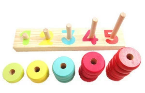 Wooden Counting Board Mathematic Abacus Number Stacker Rainbow Ring Puzzles Toys for Kids