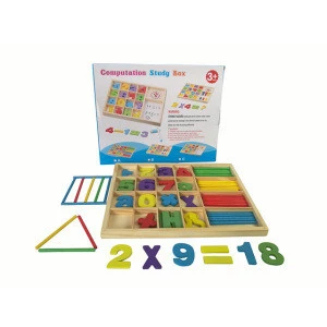 wooden shape kids preschool educational puzzle number shape color wooden bar digital computation learning box math toys for kids